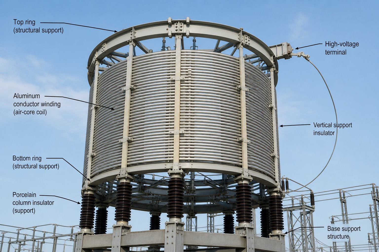 Air-core reactor ในสถานีไฟฟ้ากลางแจ้ง