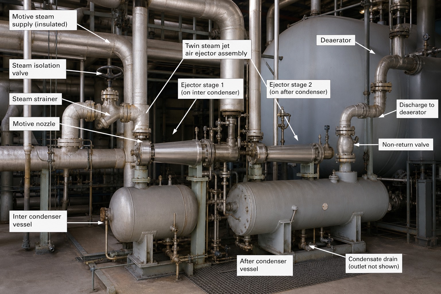 ชุด steam jet air ejector 2 stage พร้อม inter/after condenser