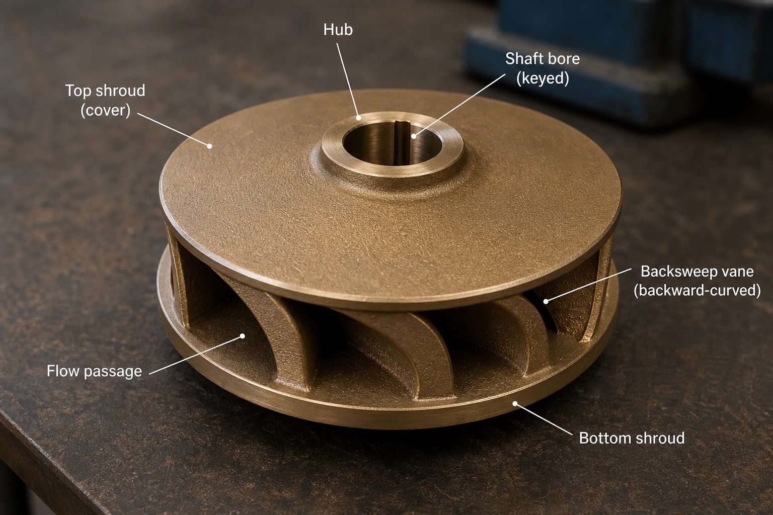 Impeller แบบปิดใบพัดโค้งหลัง — หัวใจของ centrifugal pump