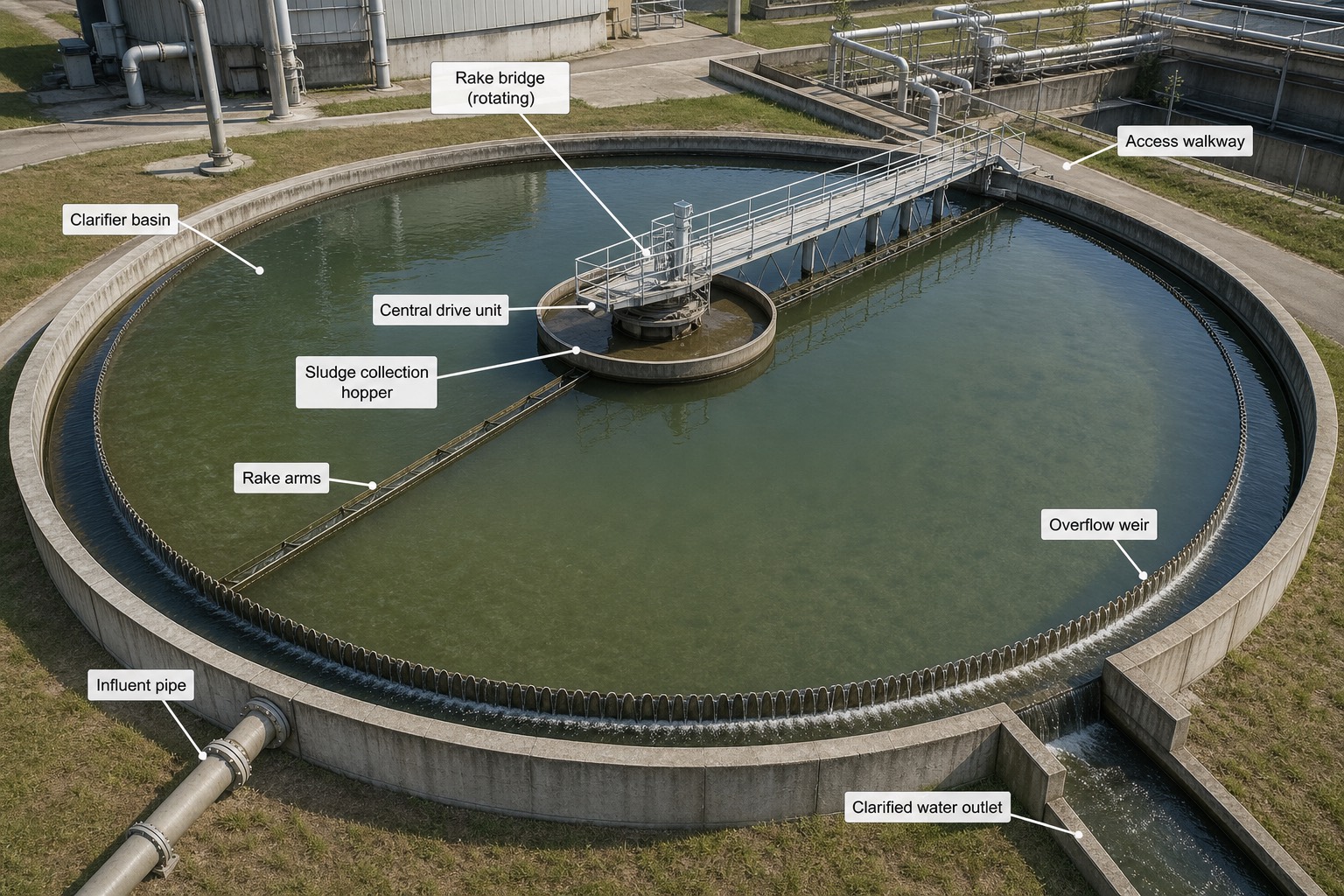Clarifier ตกตะกอนน้ำดิบ