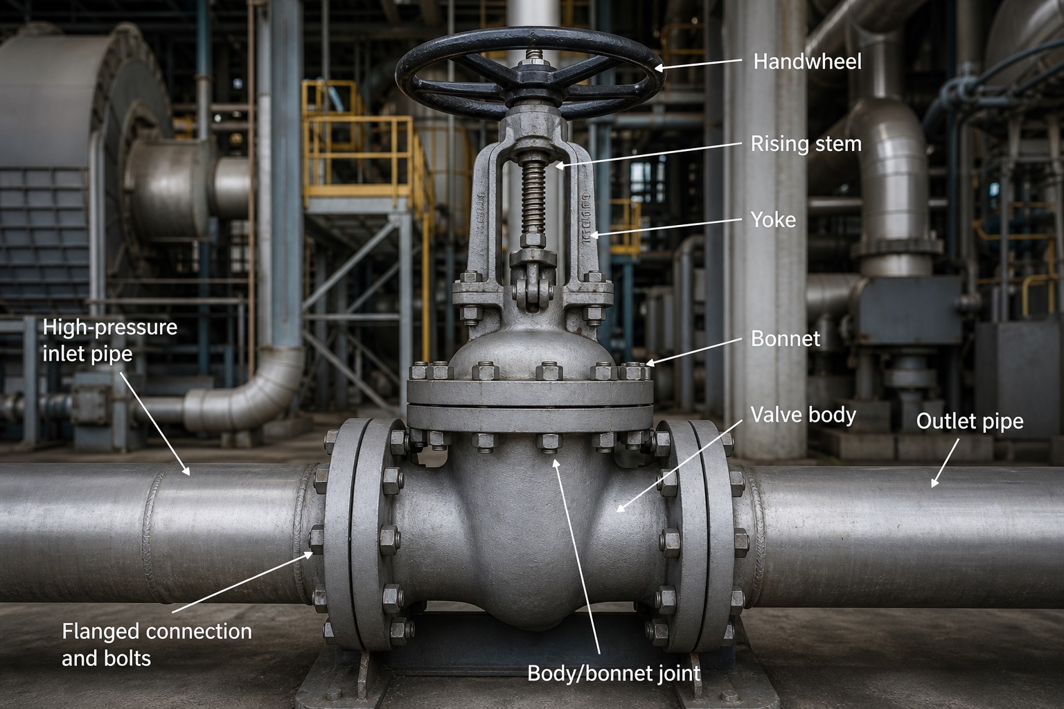 Gate valve พร้อม rising stem บนท่อแรงดันสูง