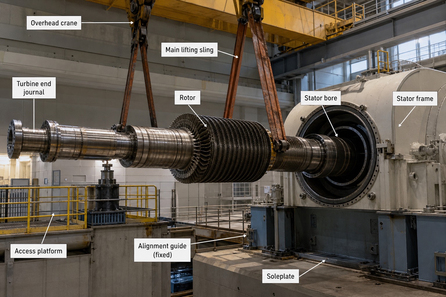 การสอด rotor เข้า stator ระหว่างงาน major overhaul