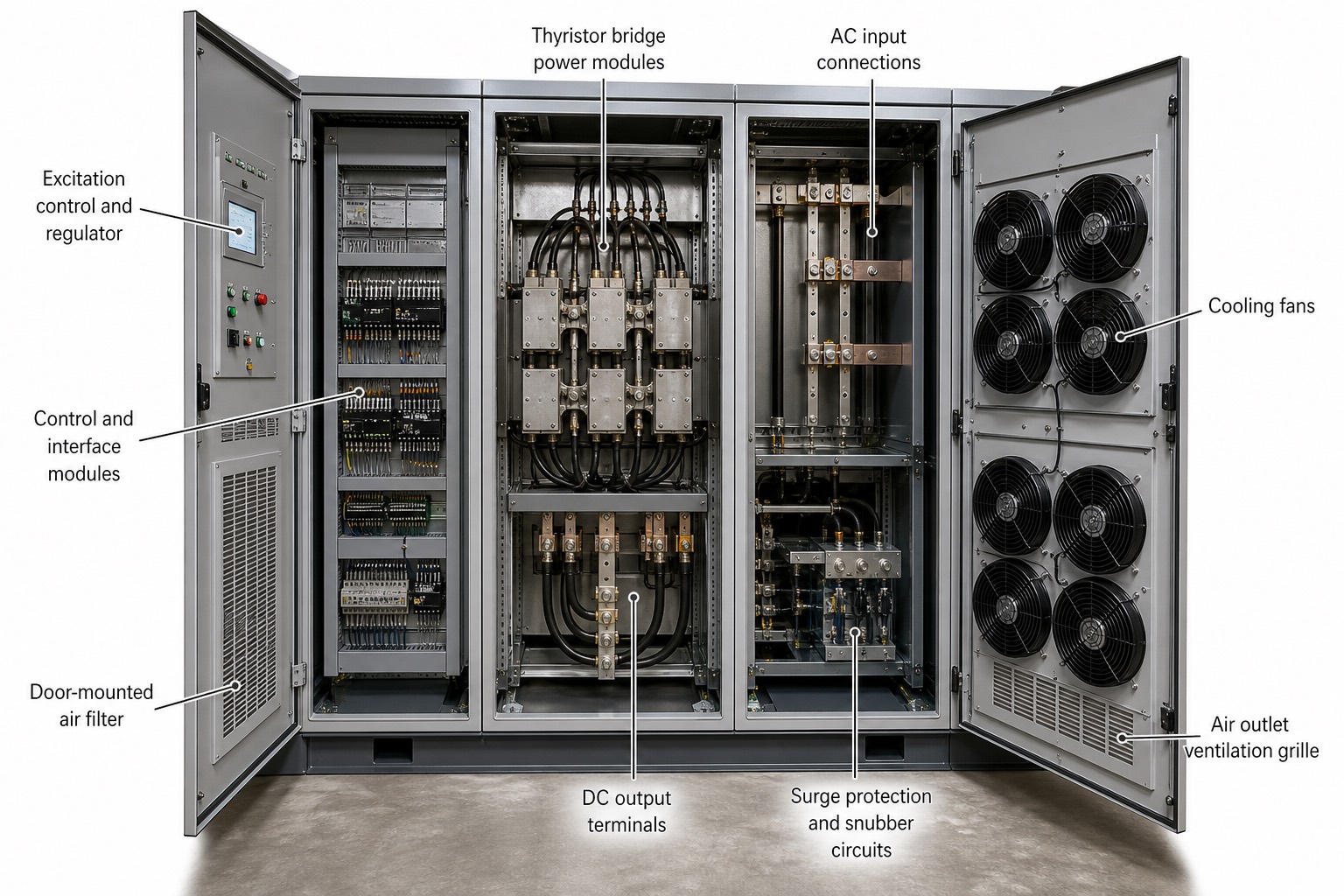 ตู้ excitation/AVR พร้อม thyristor bridge