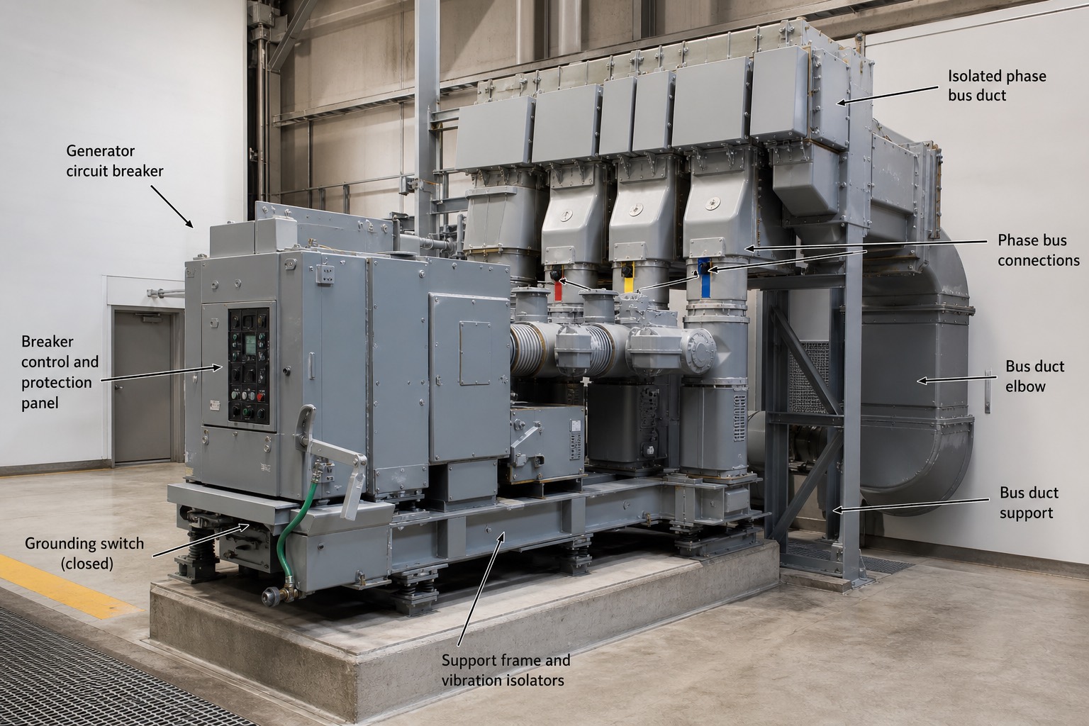 generator circuit breaker ต่อกับ isolated phase bus duct ในอาคารไฟฟ้า